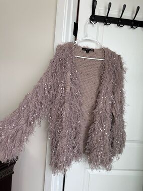HYFVE Mauve Eyelash Knit Cardigan Sweater